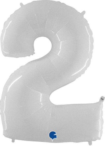 Folienballon - Zahl 2: Weiß - ø 102cm